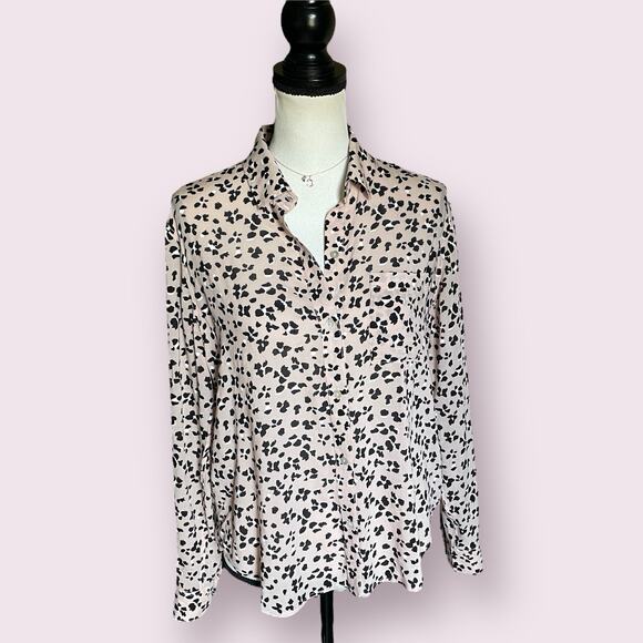 Rails Anna Rose Pink Black Cheetah Long Sleeve Button Front Shirt Blouse S 2 4 - Picture 11 of 14